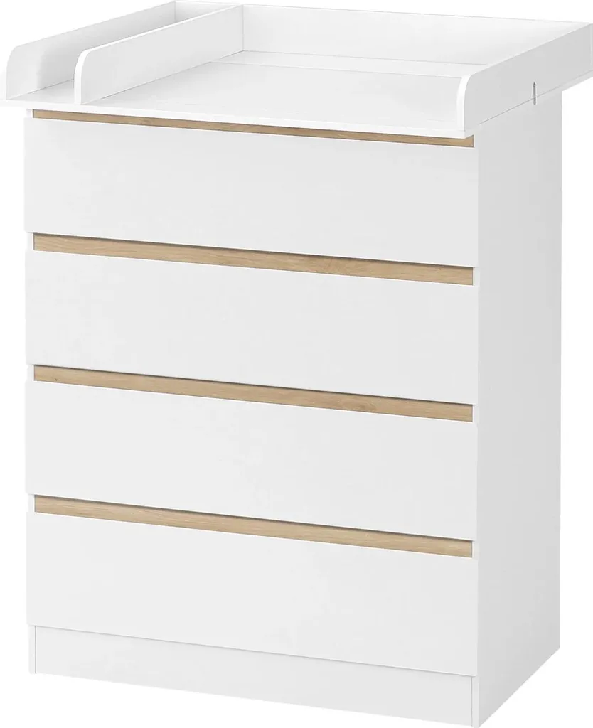 Commode à langer blanche 4 tiroirs en bois 80 x 109 cm à monter