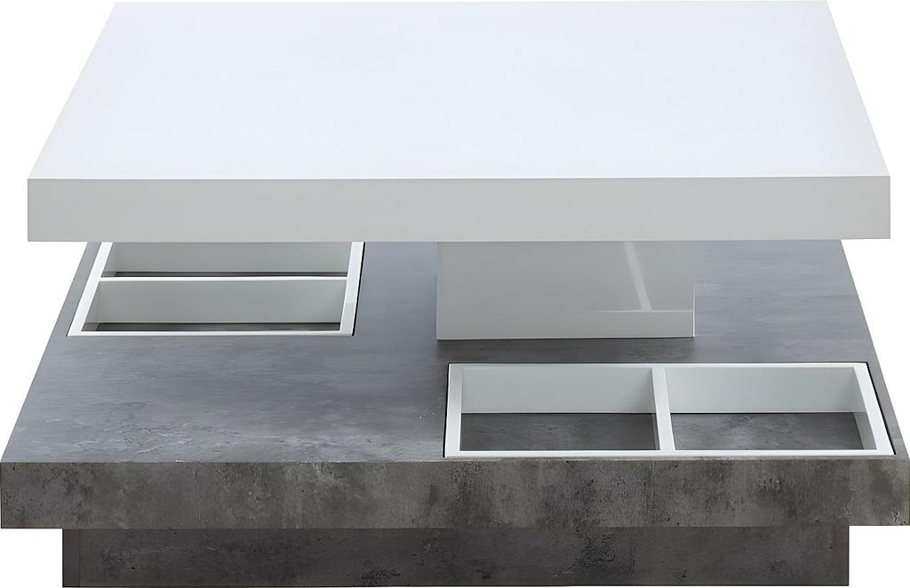 Couchtisch FAUSTO – Drehbare Tischplatte – MDF, weiß Produktbild 