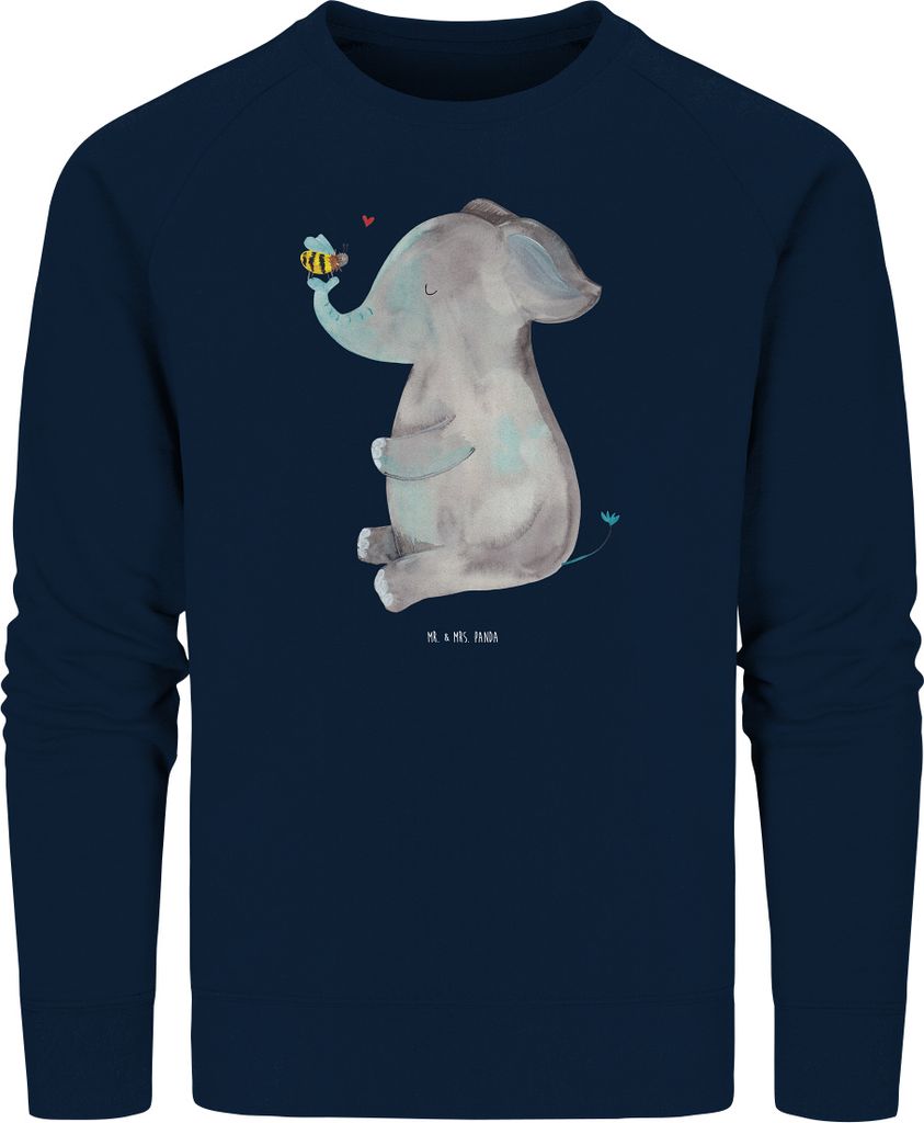 Mr. & Mrs. Panda Baumwoll Pullover Elefant Biene Größe XL - French Navy - Geschenk, Jahrestag, Hochzeitsgeschenk, Sweatshirt, Liebesspruch, Liebe...
