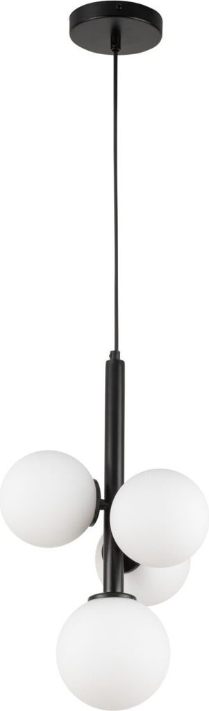 Lampa wisząca dekoracyjna czarna nowoczesna 4 szklane białe Zdjęcie produktu 