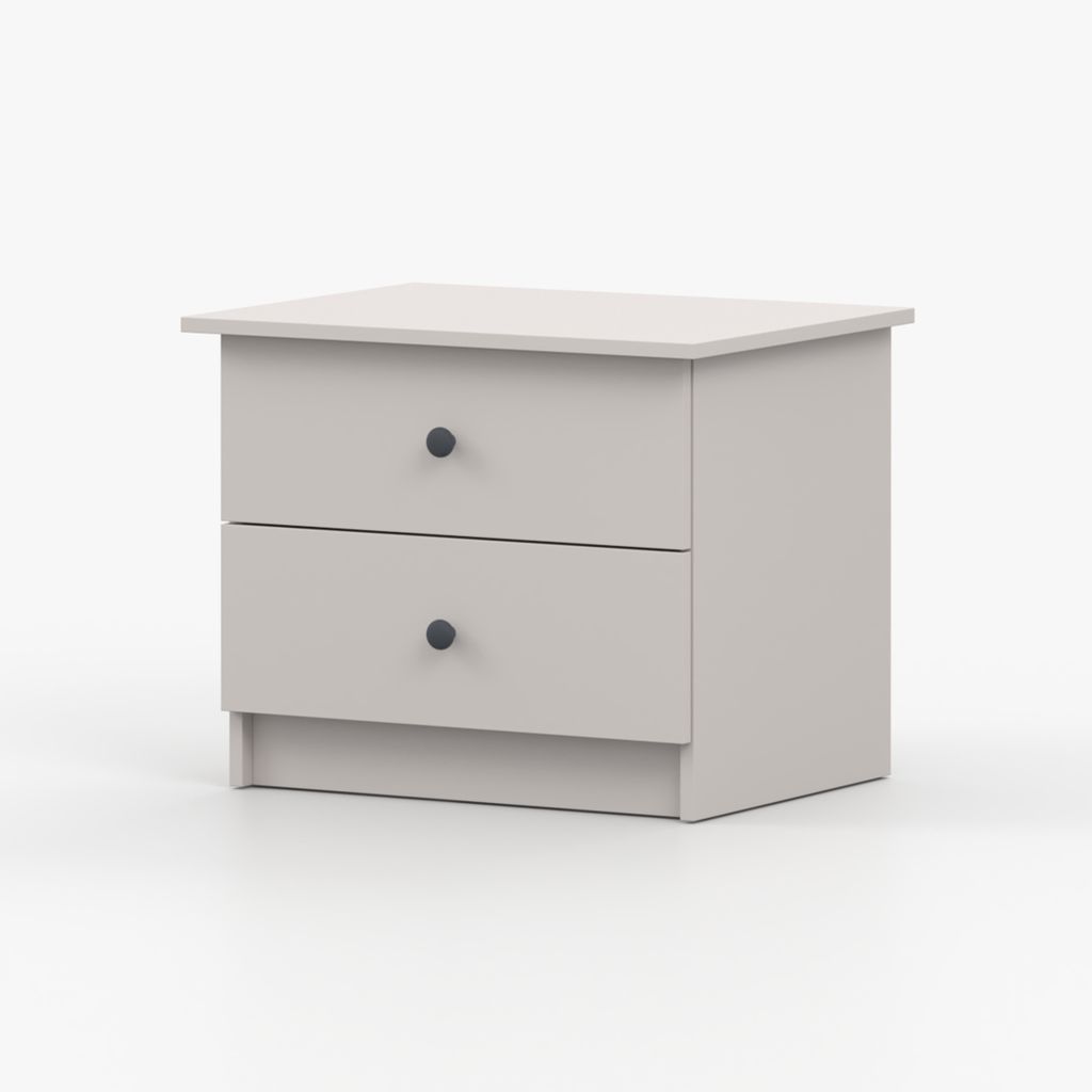 Nachttisch Nachttischschrank Nachtkommode Nachtkonsole 60 cm Kaschmir/Kaschmir mit zwei Schubladen und graue Griffe Olaf 22