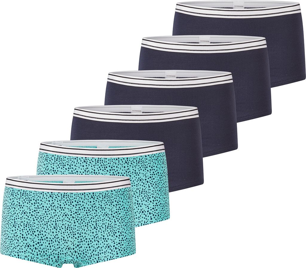 Schiesser 6er Pack Teens Girls 95/5 Organic Baumwolle Short Slip Mit softem Bund, Bequemer Beinausschnitt, Elastische Single-Jersey-Qualität