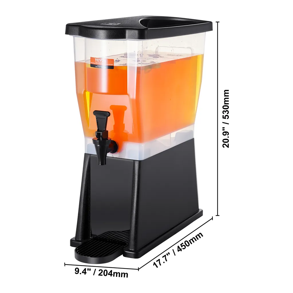 Distributore di bevande VEVOR, distributore d'acqua da 11 litri Distributore di bevande per feste, distributore di succo di frutta in plastica con coperchio a rubinetto, distributore di tè freddo e limonata, per ristoranti, hotel, feste, ecc. - 8