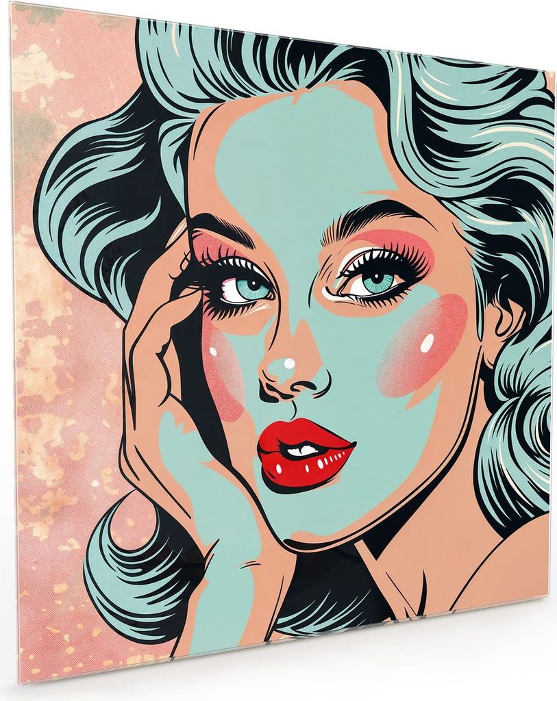 Küchenrückwand Spritzschutz Glas mit Motiv Comic Porträt Kunst 40 x 40 cm
