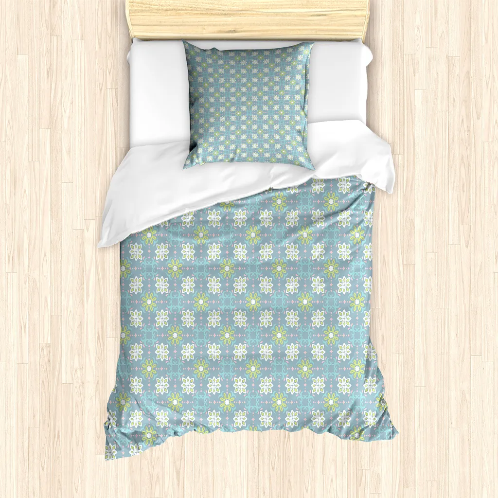 Copripiumino Singolo Antiacaro ABAKUHAUS - Fiori Vintage Boho 135x200