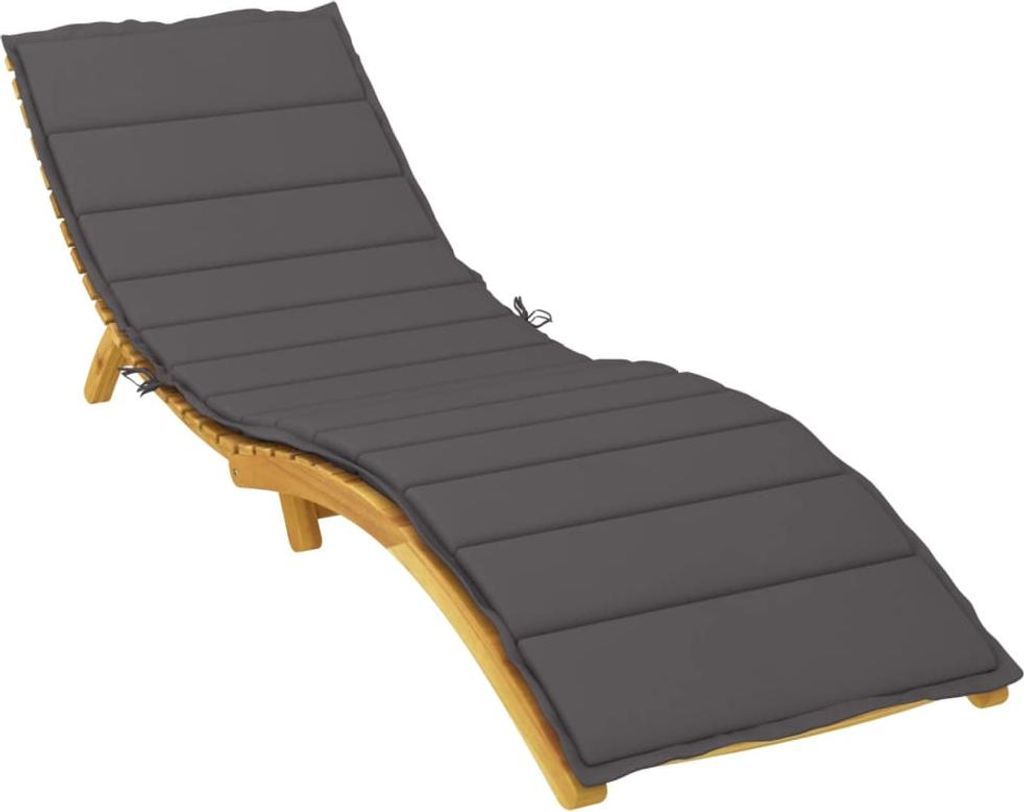A chaise lounge with a gray cushion on a white background.