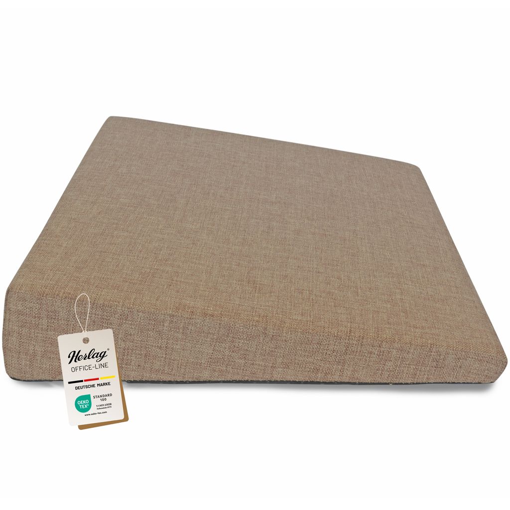 Herlag Keilkissen Stella 33x37x7/2cm Taupe | Ergonomisches Sitzkissen für Bürostuhl | Ergo-Sitzkeilkissen Büro & Home Office | Bürostuhlkissen