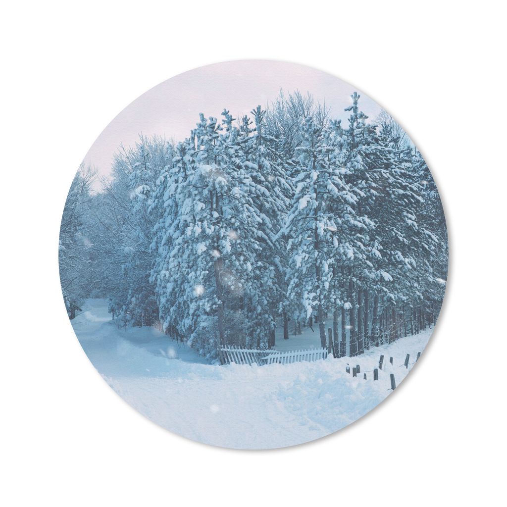 MuchoWow Mauspad Mousepad Wald - Schnee - Winter 30x30 cm - Mousepads - Maus Mat - Pad - Mausunterlage - Tischunterlage - Schreibtischmatten