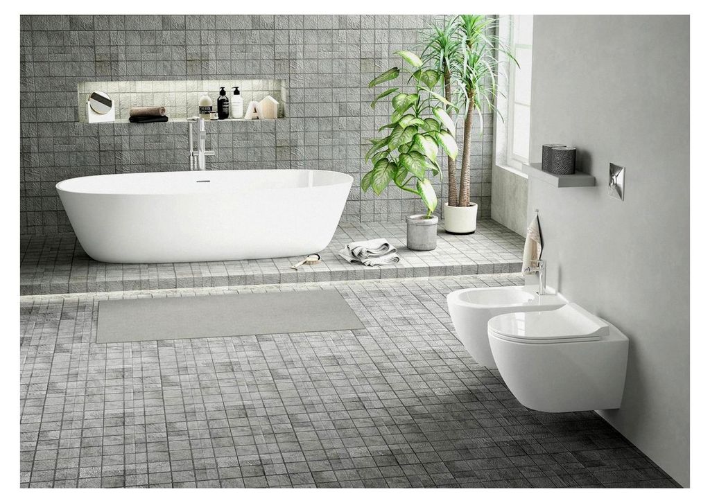 Wandhängendes Bidet-WC ohne Spülrand mit Softclose-Sitz und Kaltwasserarmatur – Keramische Toilette mit Bidetfunktion, leicht zu reinigen