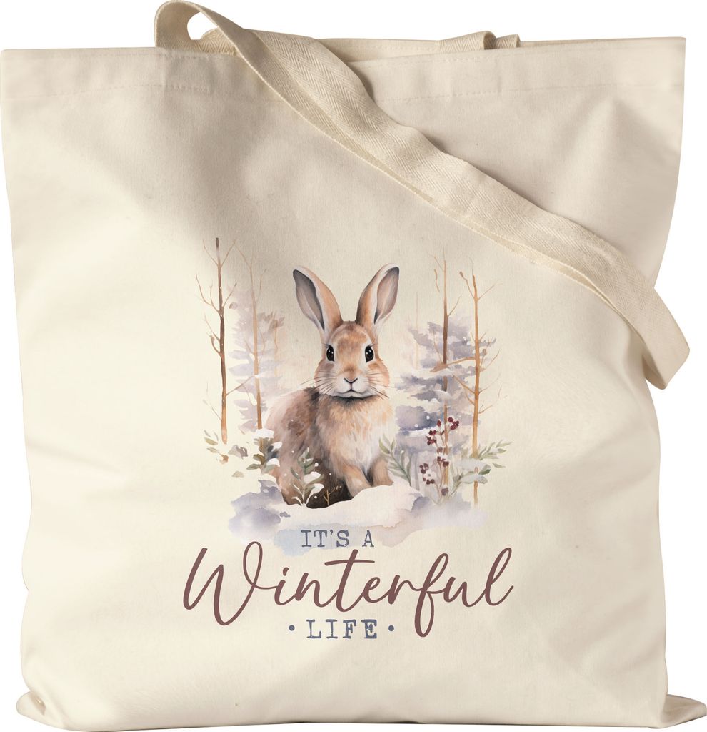 It's a winterful life Jutebeutel Winter Hase Schnee Weihnachten Geschenk