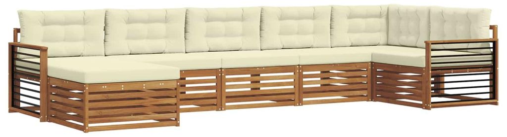vidaXL Sofagarnituren 7 pcs Natur und Creme Massivholz Akazie