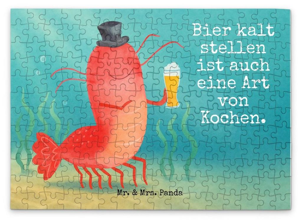 Mr. & Mrs. Panda Puzzle Hummer Weizen Design 192 Teile - Weiß - Geschenk, 1000, 2000, Wirtschaft, Puzzlespiel, Bier, Kneipe, Kochen, Meer, Gasthau...