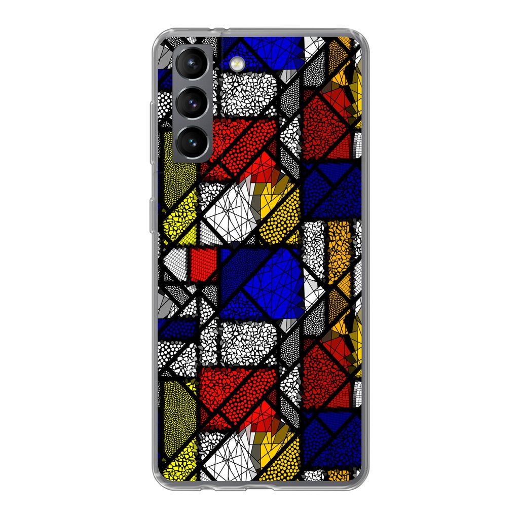 MuchoWow Handyhülle Schutzhülle Hülle für Samsung Galaxy S21 Mondrian - Glasmalerei - Alte Meister - Kunstwerk - Abstrakt - Malerei Silikon S...