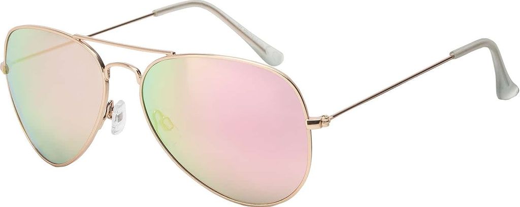 Sonnen Brille Designer Piloten Damen Herren Sonnenbrille mit Kunstoffrahmen 30575 Rosa Verspiegelt