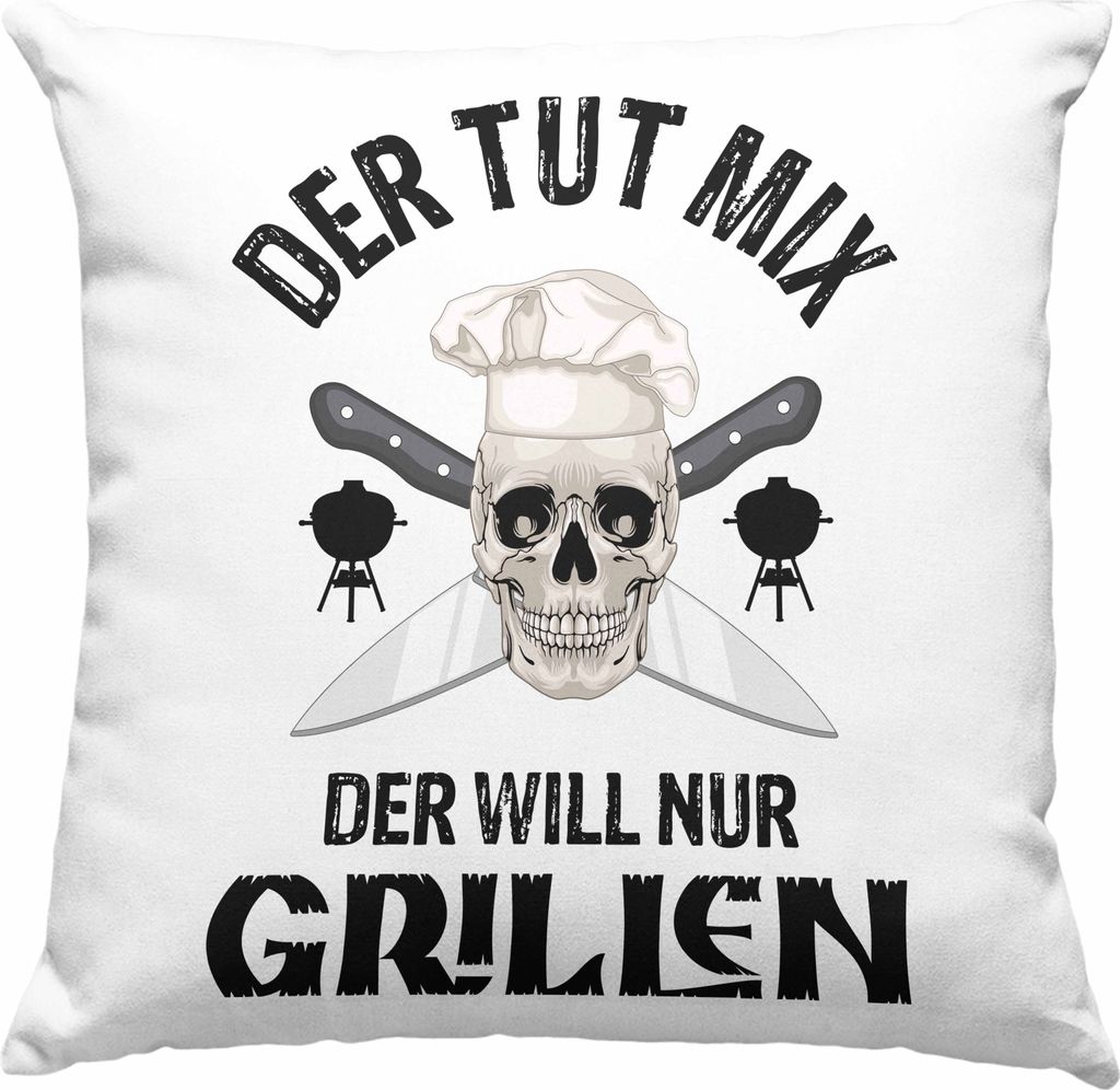 Trendation - Grill Deko-Kissen mit Füllung 40x40 Geschenk Männer Steak Liebhaber Grillen Geschenkidee Vater BBQ's (Grün)