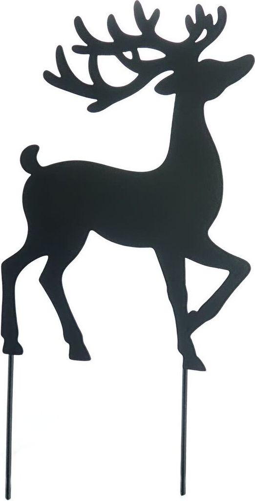 Weihnachtsstecker Stolzer Hirsch Schwarz 26 cm - Metall Produktbild