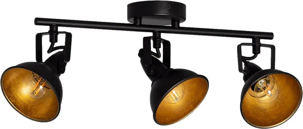 Plafonnier loft noir 50cm 3 douilles E14 : Luminaire Industriel