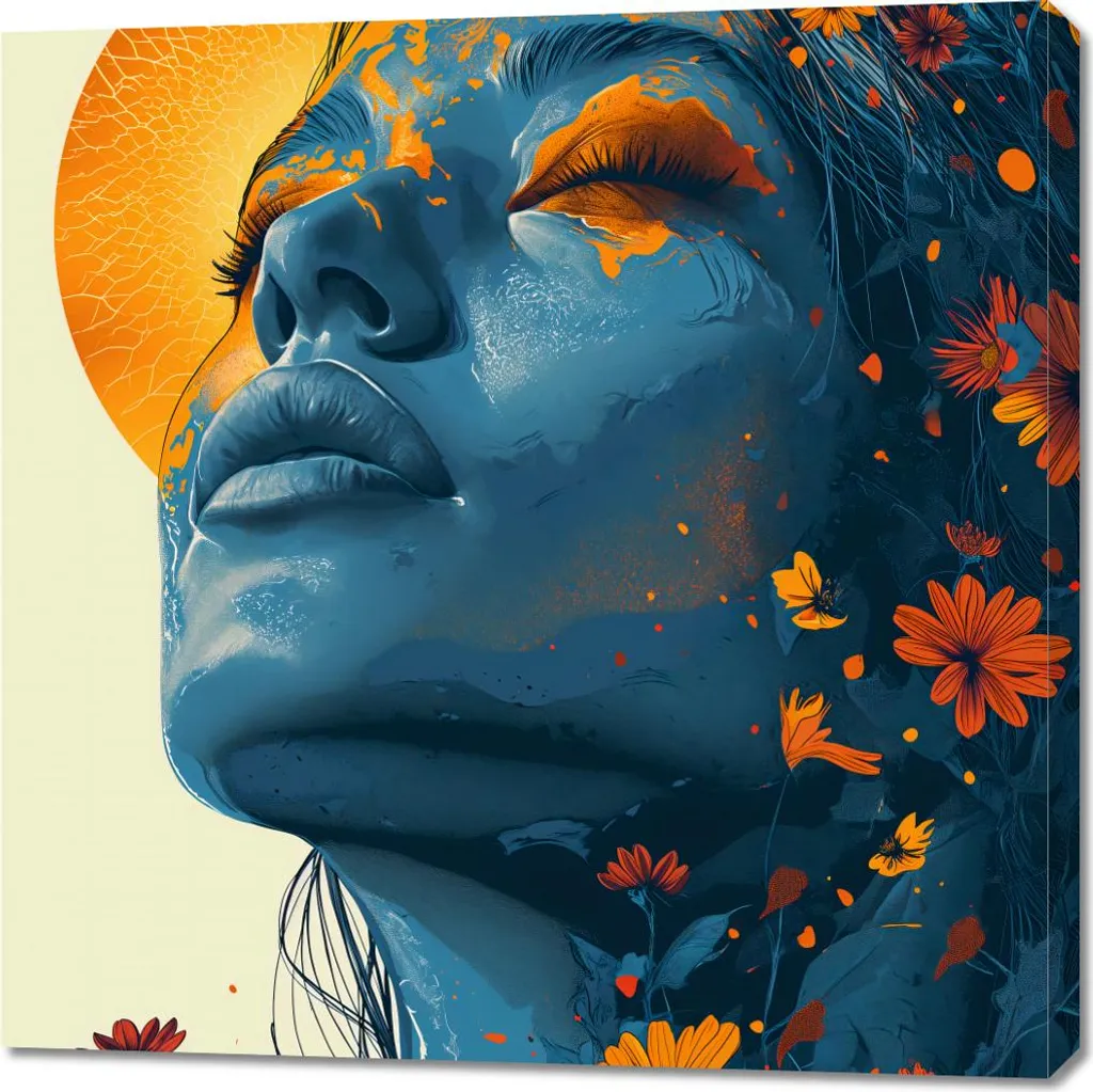 Grand Tableau Carré Pluie ensoleillée 90x90 cm - Toile Canvas Premium