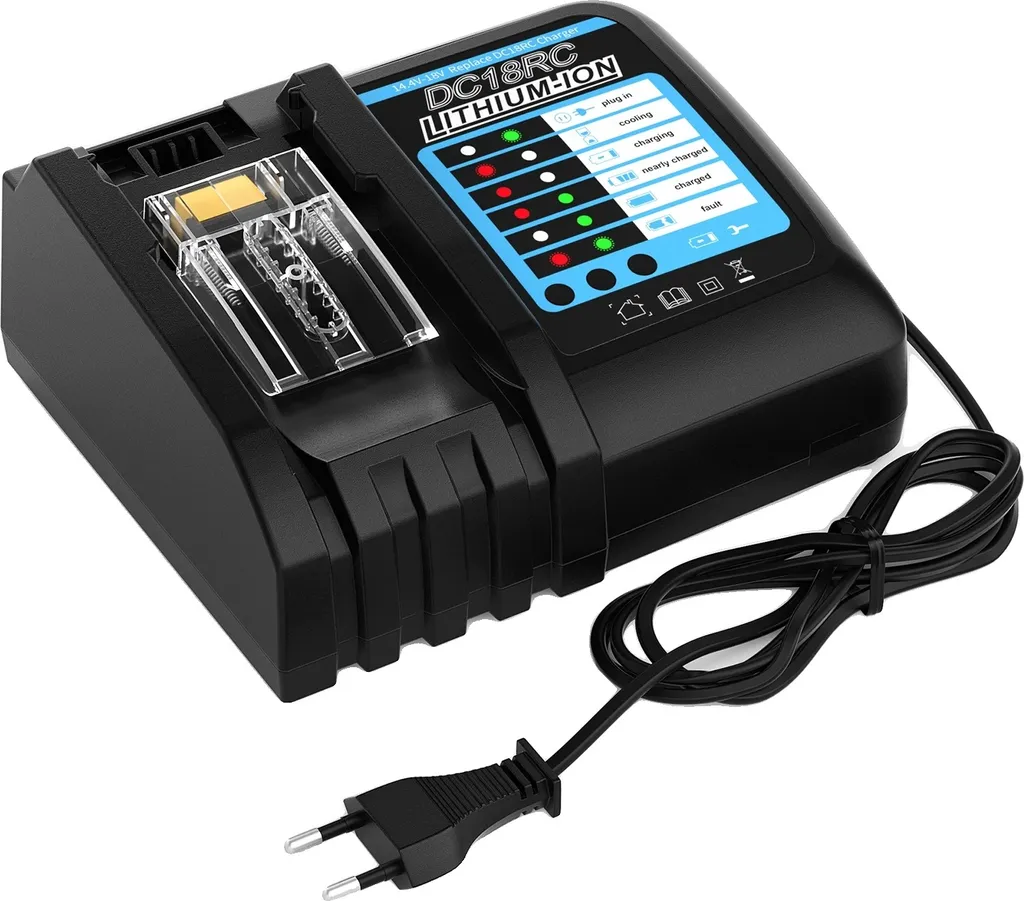 Caricabatterie agli ioni di litio DC18RC, carica rapida da 6A, display a LED, 4a UE