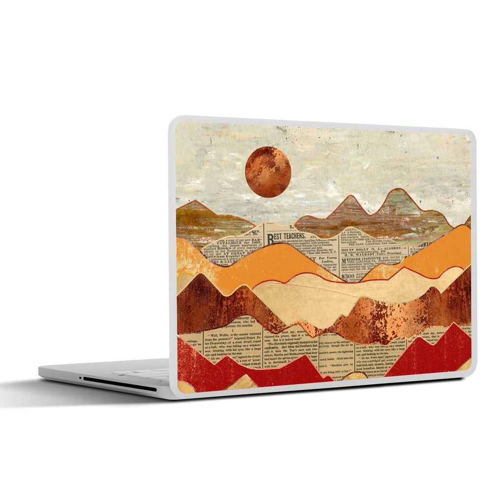 MuchoWow Laptop Aufkleber Sticker Cover Vintage - Zeitung - Bronze - Abstrakt - Landschaft - Farben 40x30 cm - Laptop Dekoration - Selbstklebend