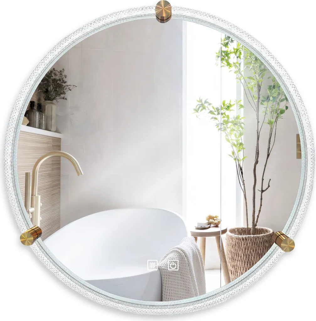 Miroir LED Maquillage 60x60cm Black Gold - Miroir Lumineux Mural Design