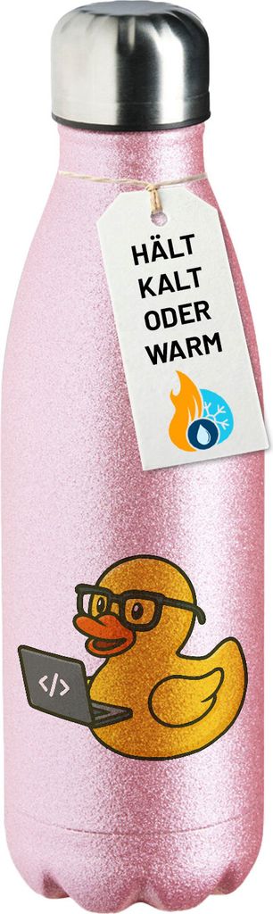 Huuraa Trinkflasche Quietscheente Softwareentwicklung Comic Gummiente 500ml Pink Edelstahl Wasserflasche Trinkflasche Geschenkidee