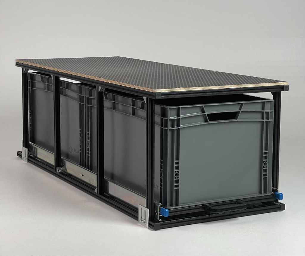 Heckauszug PRO Einzel-Auszug M schwarz mit Ablage | L: 1264 Produktbild 