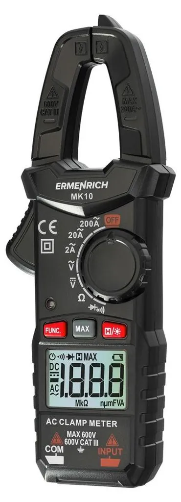 Pince Ampèremétrique Ermenrich Ping MK10 82965 avec Écran Digital LCD