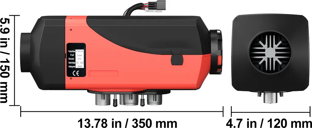 VEVOR Riscaldatore Ad Aria Diesel, 12V 5KW Riscaldatore Di Parcheggio Interruttore Digital Alluminio P 010642657814