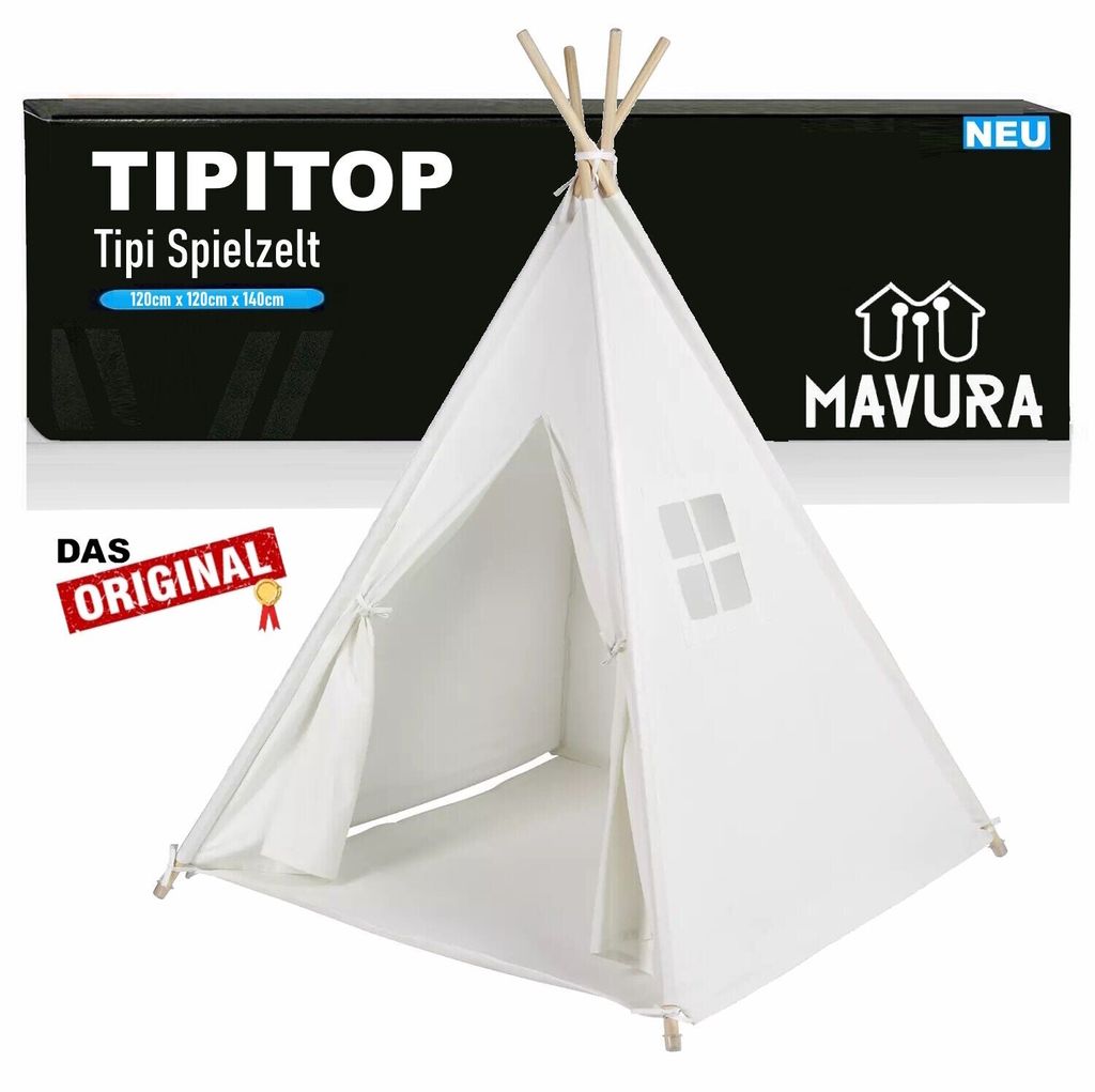TIPITOP Kinder Tipi Zelt Tippi Spielzelt Kinderzelt Kinderzimmer mit Fenster