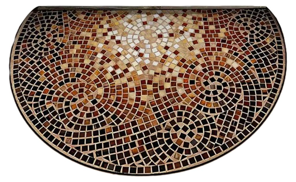 Halbkreisförmige Fußmatte mit 3D-Illusionseffekt, rutschfest, dekorativ, für Eingangsbereich, Wohnzimmer, Schlafzimmer, farbecht