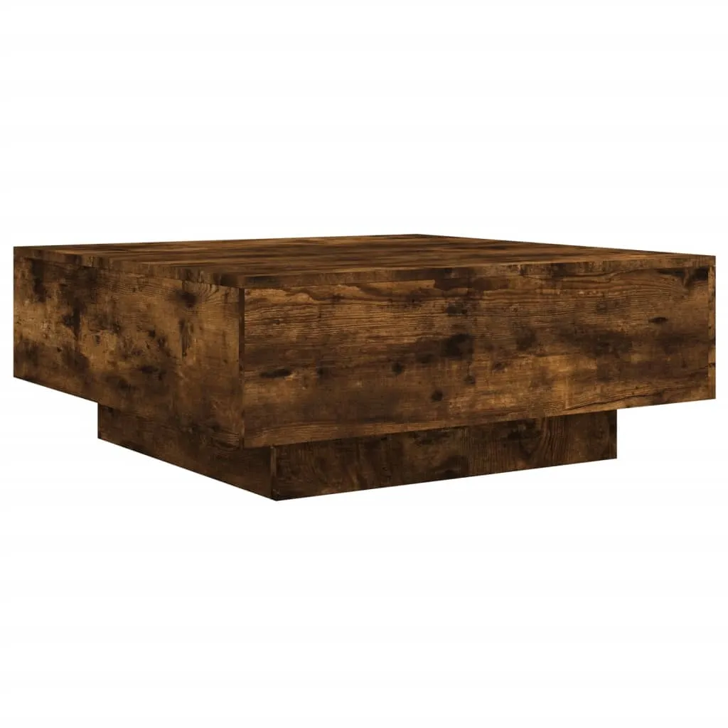 SYFAX Tavolino da Soggiorno Design LED Rovere Fumo 80x80x31