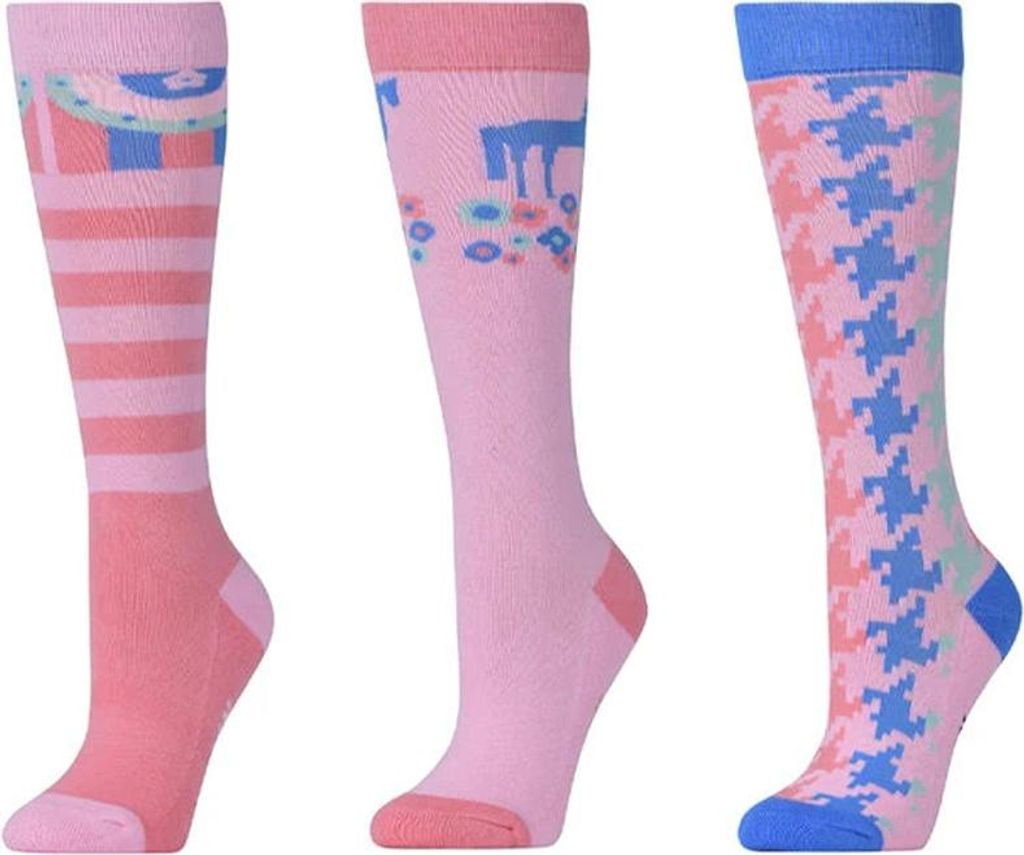 Dublin - Hohe Reitsocken für Kinder (3er-Pack) WB2375 (Einheitsgröße) (Pastell-Rosa)