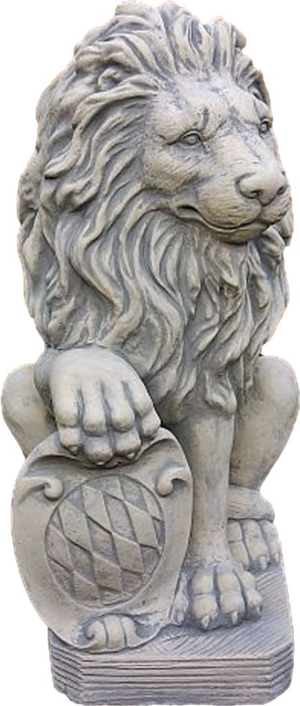 Wunderschöner Löwe mit Schild aus Steinguss perfekt für den Garten die Terrasse oder den Vorgarten ist Frostfest Witterungsbeständig und Neu 54...