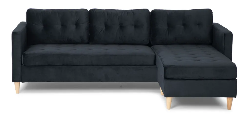 Canapé modulable velours noir angle interchangeable Marino