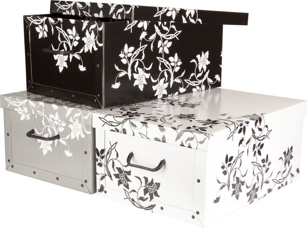 Aufbewahrungsbox mit Deckel Pappe 3er Set Blumenmuster Produktbild 7