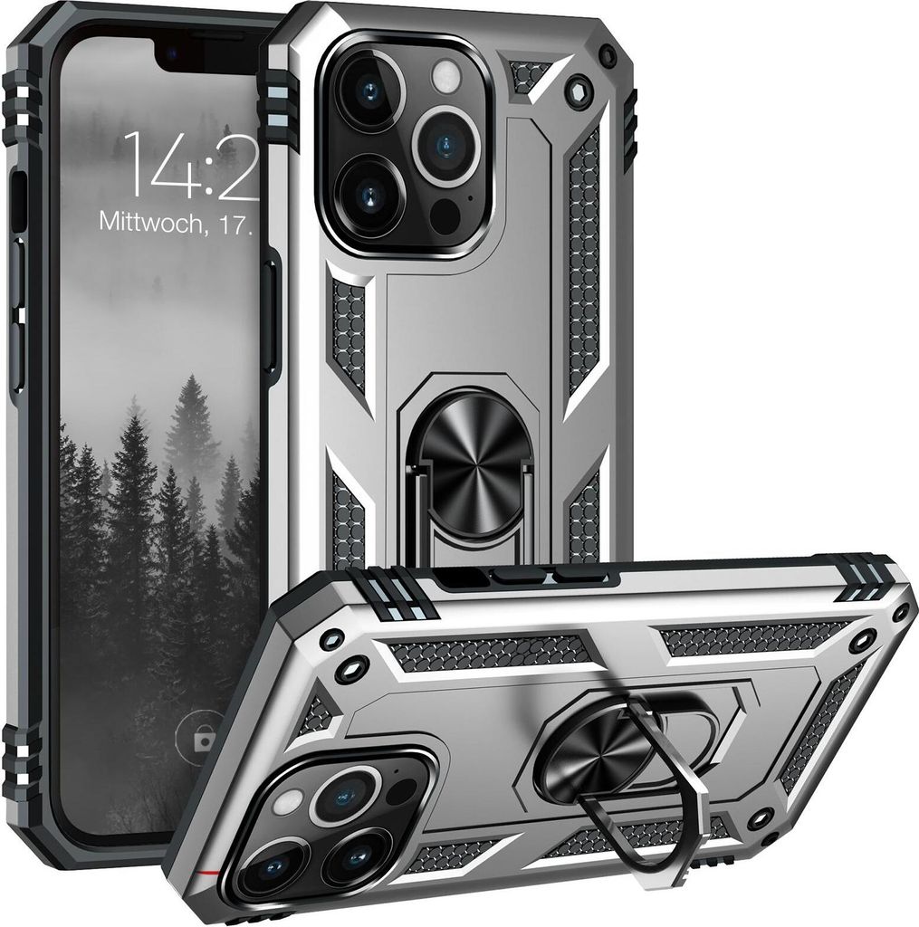 Armor Outdoor Handyhülle für Apple iPhone 13 Pro Max Handy Panzer Case Cover Schutzhülle Farbe: Silber