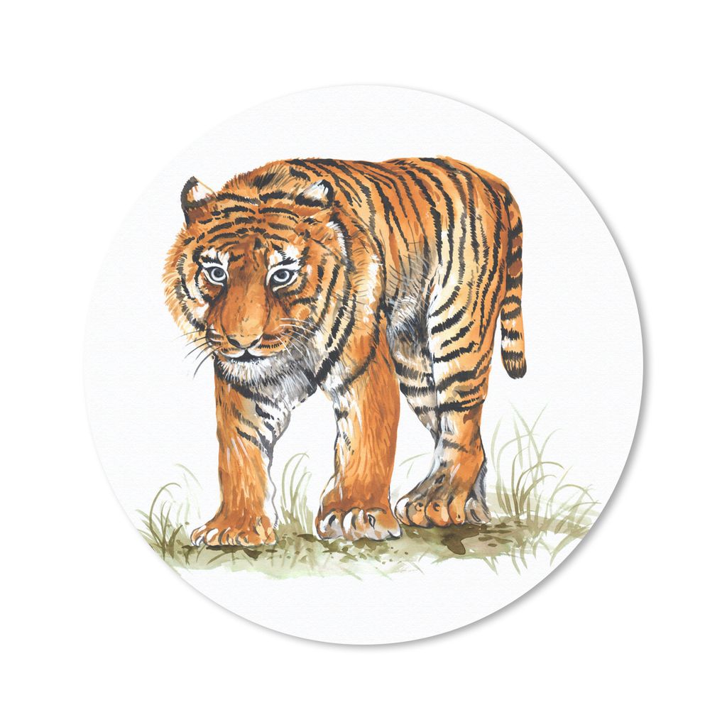 MuchoWow Mauspad Mousepad Tiger - Augen - Gras 40x40 cm - Mousepads - Maus Mat - Pad - Mausunterlage - Schreibtisch Accessoires