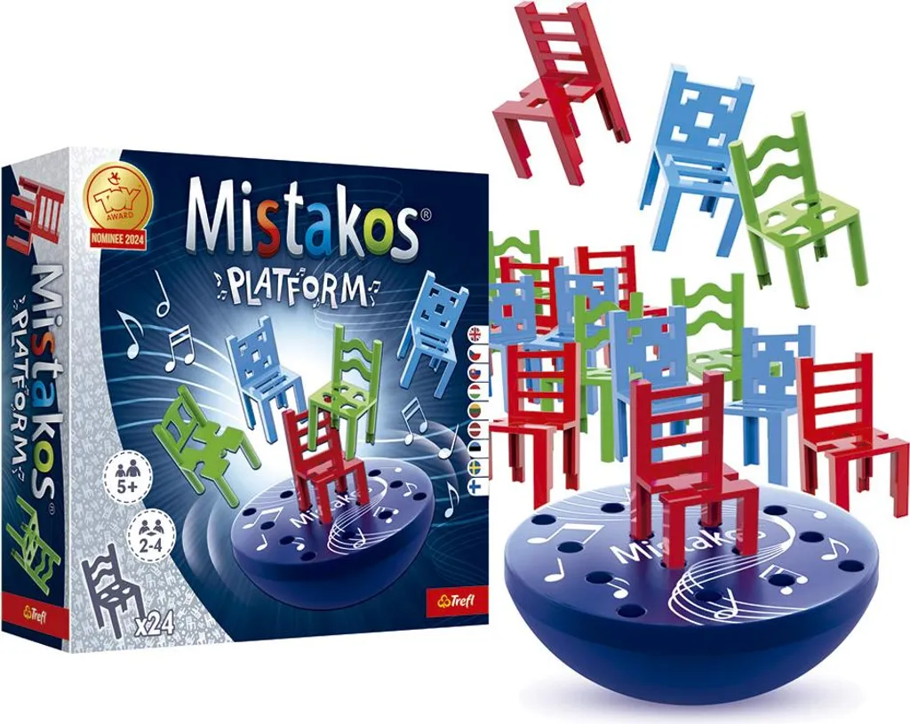 Mistakos Platform Trefl Jeu d'Empilage avec Base Rotative et 24 Chaises