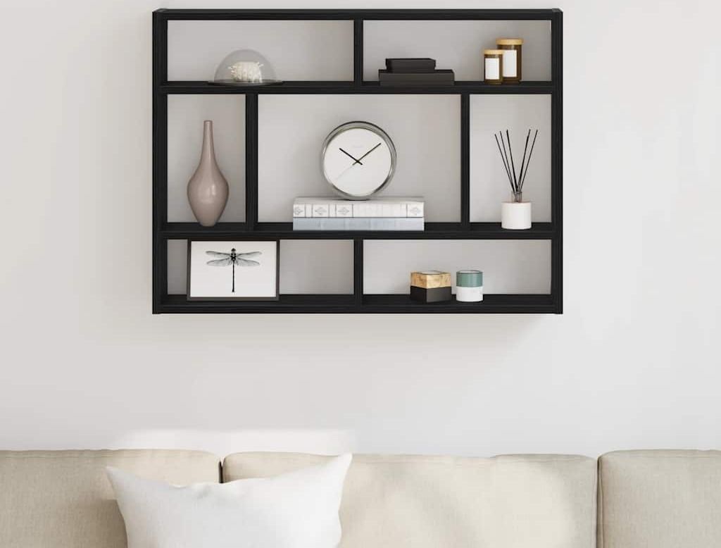 HOMMIE Wandregal - modernes Design - Hängeregal/Küchenregal - Schwarze Eiche 75x16x55cm Holzwerkstoff DE680415 - Wandregale