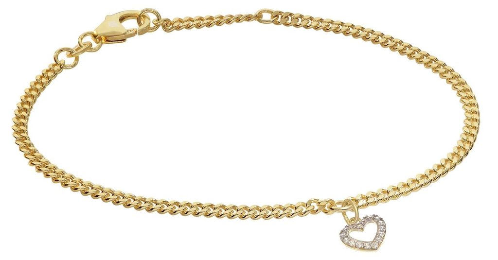 trendor 21664 Mädchen-Armband mit Herz 925 Silber Vergoldet Zirkonia