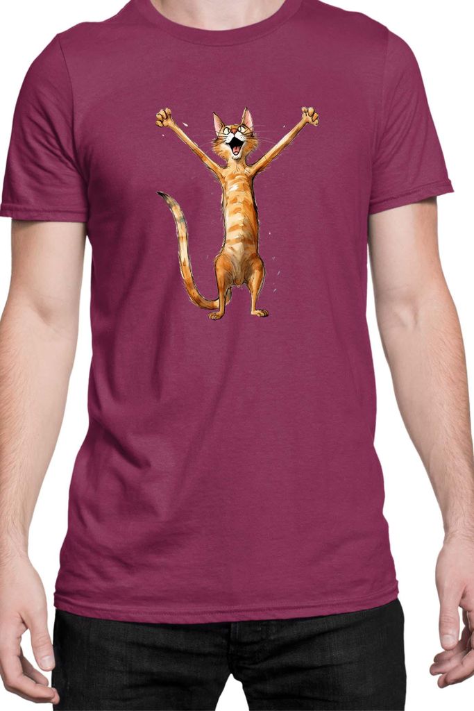 Herren T-Shirt Funny Cats Breeds Happy Cat Breed Cat, Man 3XL / Burgundy
