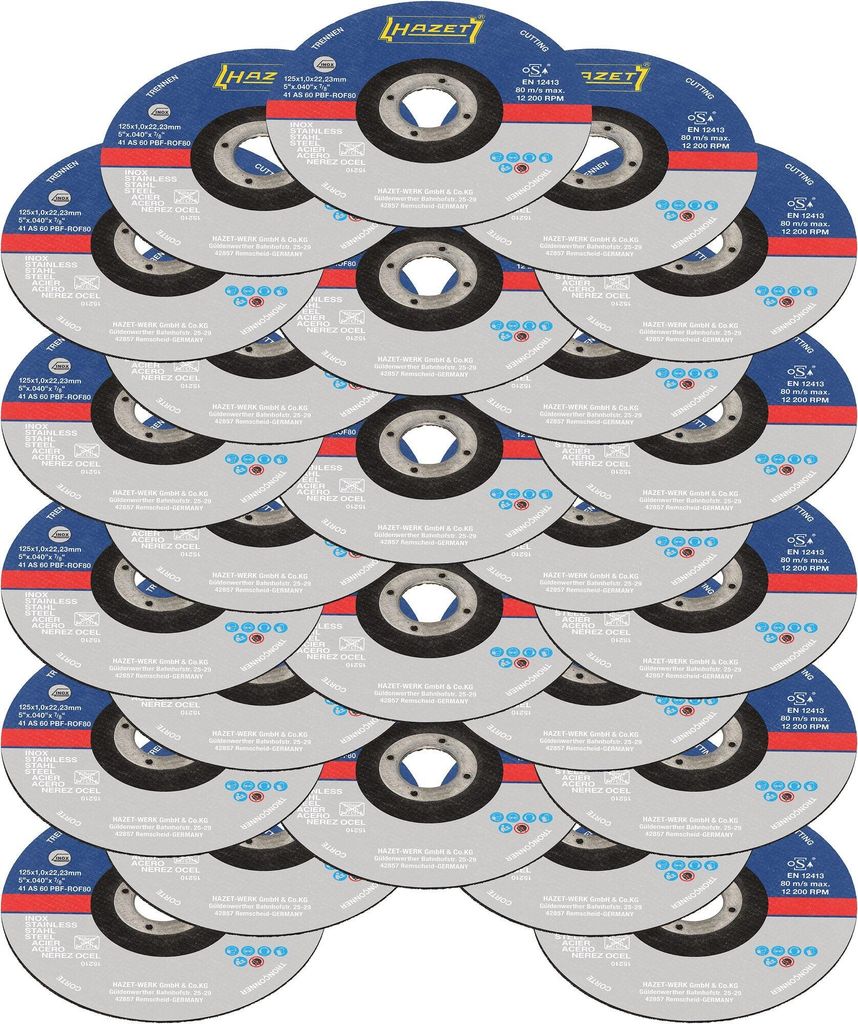 Hazet Trennscheiben Satz, 125 x 1 x 22,23 mm (5 x 0,40 x 7/8) 9233-010/25, 25-tlg.