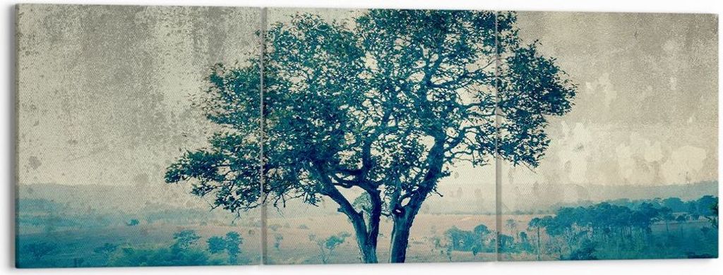 Bild auf Leinwand - Leinwandbild - Baum Natur Feld - 150x50cm - Wand Bild - Wanddeko - Wandbilder - Leinwanddruck - Bilder - Kunstdruck - Wanddekor...