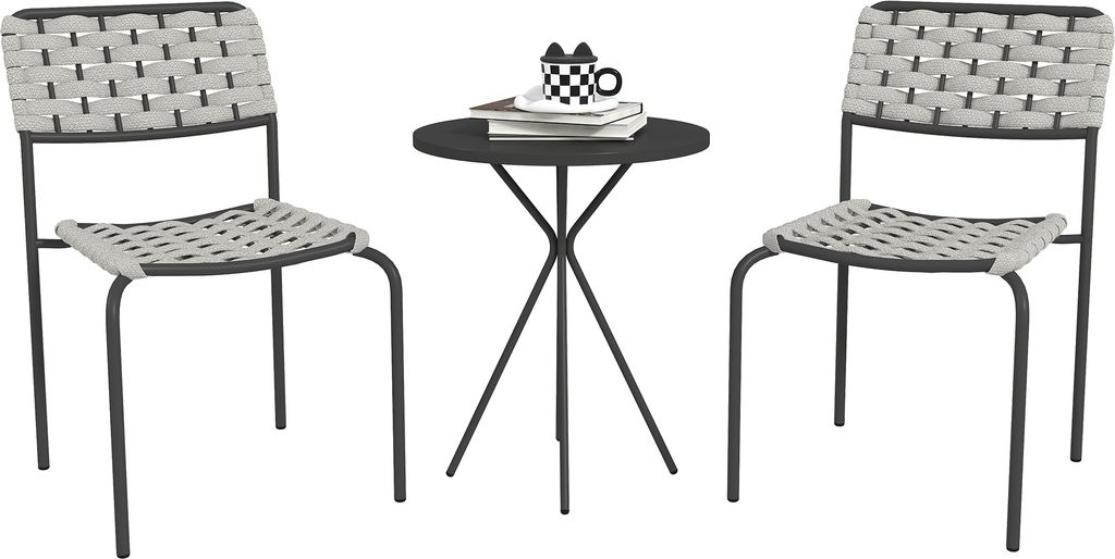 Outsunny Polyrattan Gartenmöbel Set, Outdoor Lounge Balkonmöbel für 2 Personen