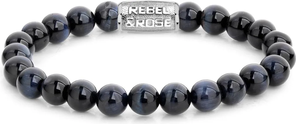 Bracelet en pierres naturelles Bleu Tigre 8mm Rebel and Rose Homme