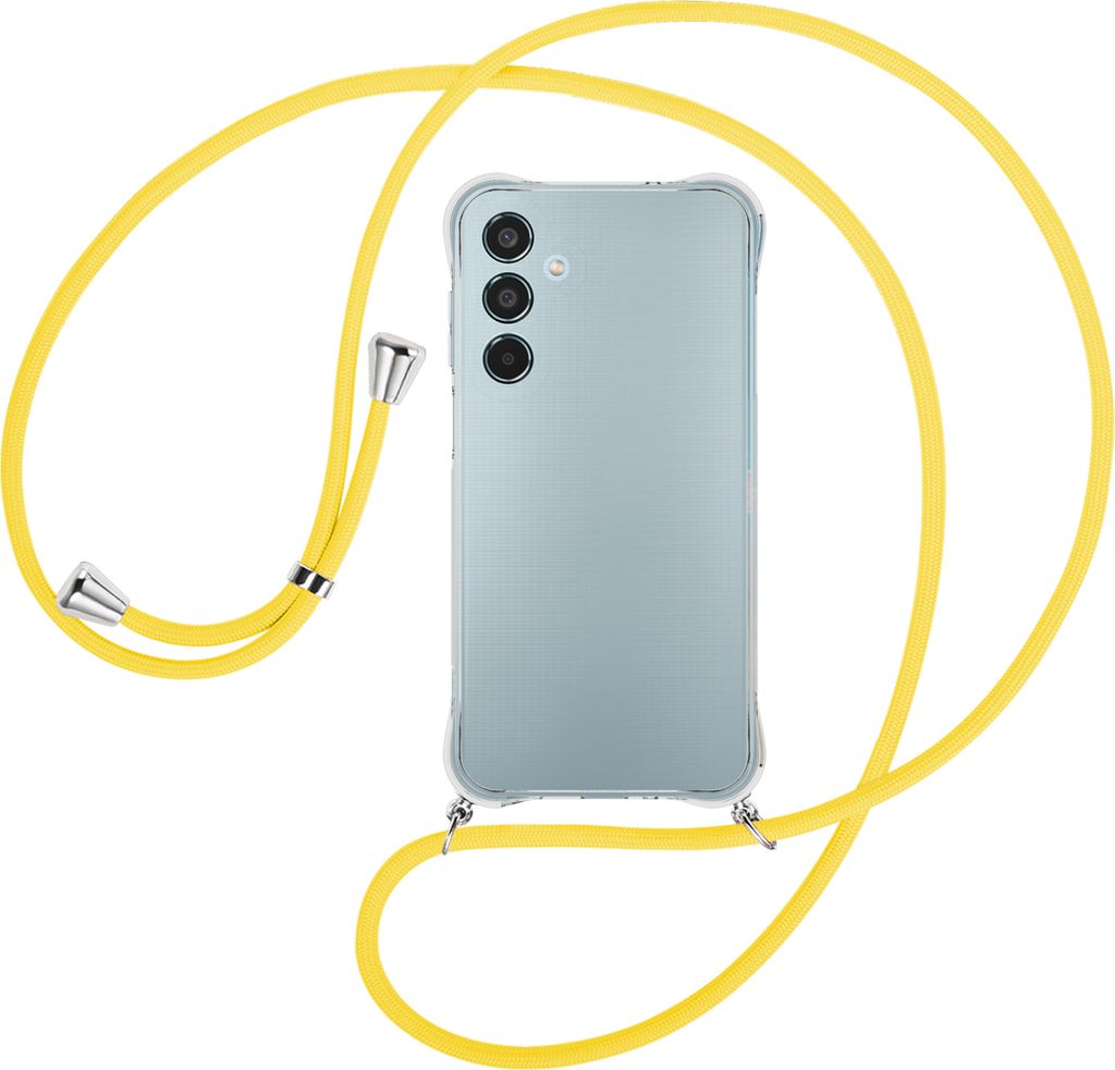 Handykette Backcover-Schutzhülle mit Band (Metall silberfarben) für Samsung Galaxy M35 5G - gelb