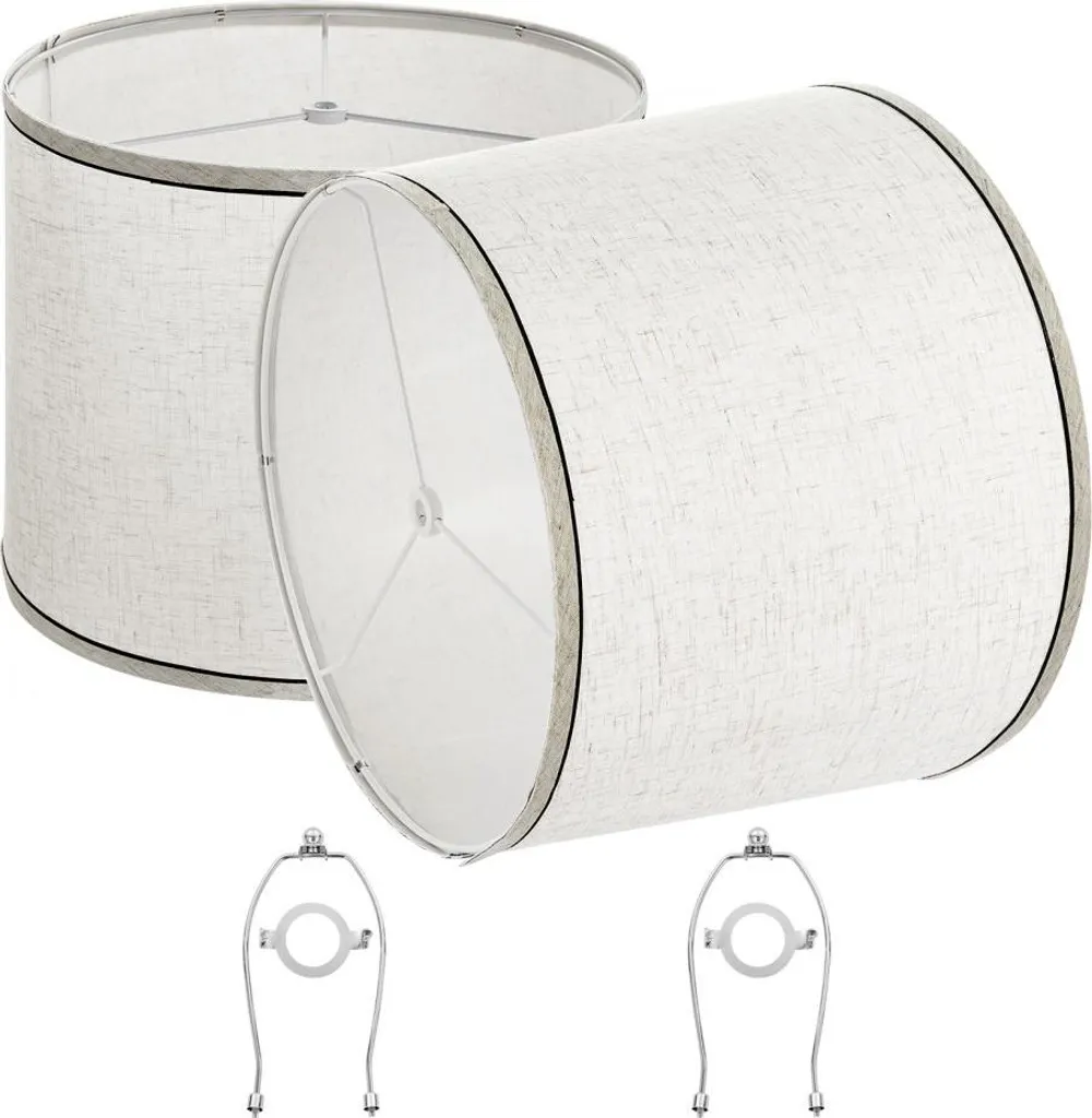 Abat-jour en Lin Clair de 320mm avec Support Harpe - Qualité Premium