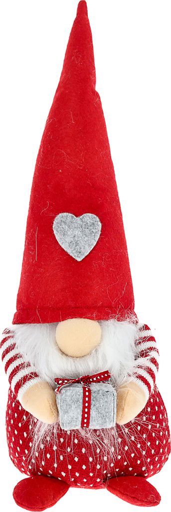 Wichtel mit Geschenk 12x40cm Polyester Sand Weihnachtswichtel Zwerg Adventsdeko Weihnachtsdeko Gnom Dekofigur Plüschfigur