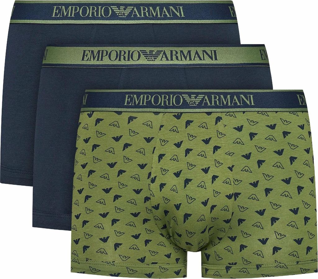 Emporio Armani Herren-Boxershorts, 3er-Pack, Schwarz, Olivgrün, Größe L